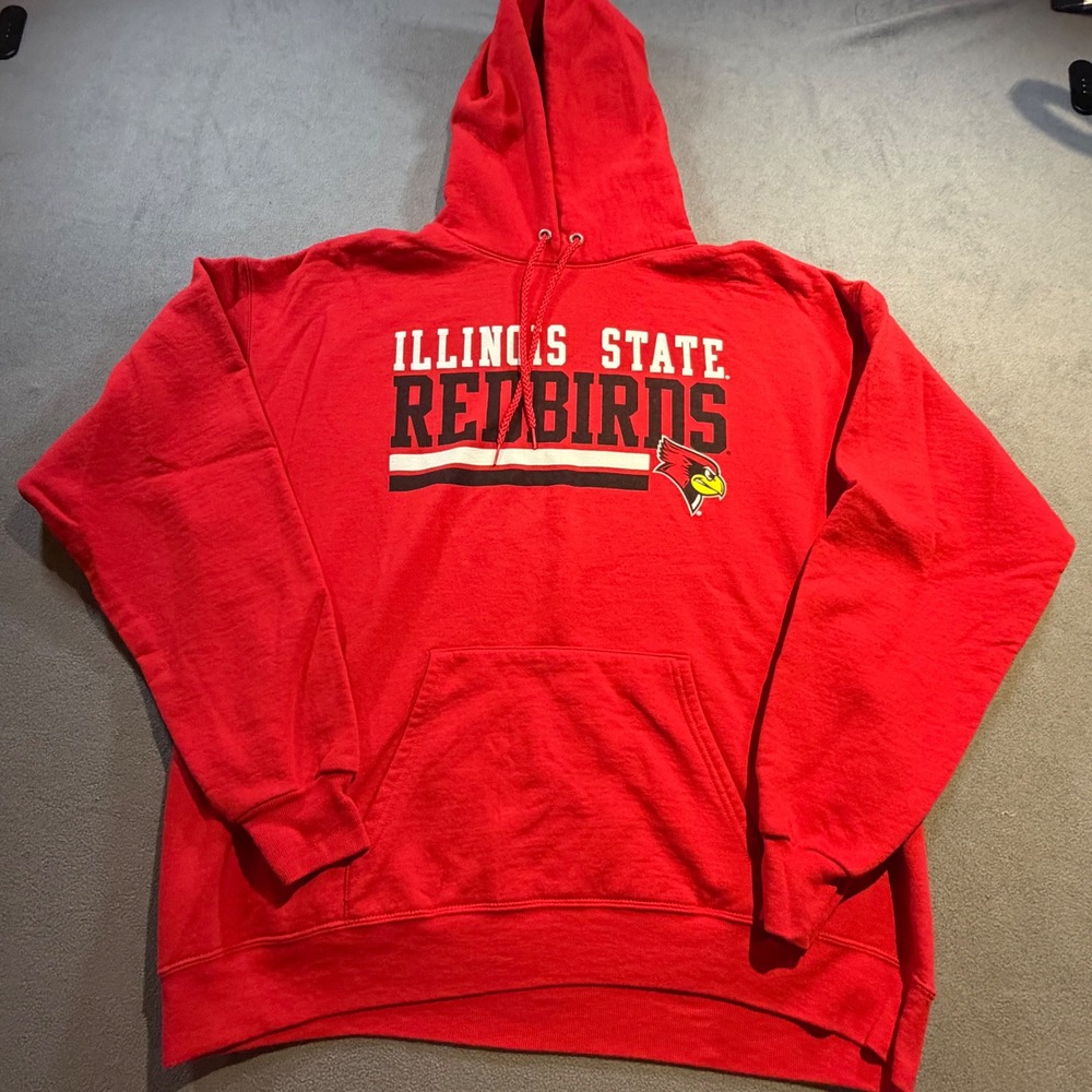 Hanes Illinois State Redbirds Hoodie Mens Large Red Collegiate Sweatshirt L